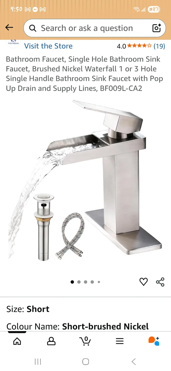 Bathroom Sink Faucet - Brushed Nickel Waterfall