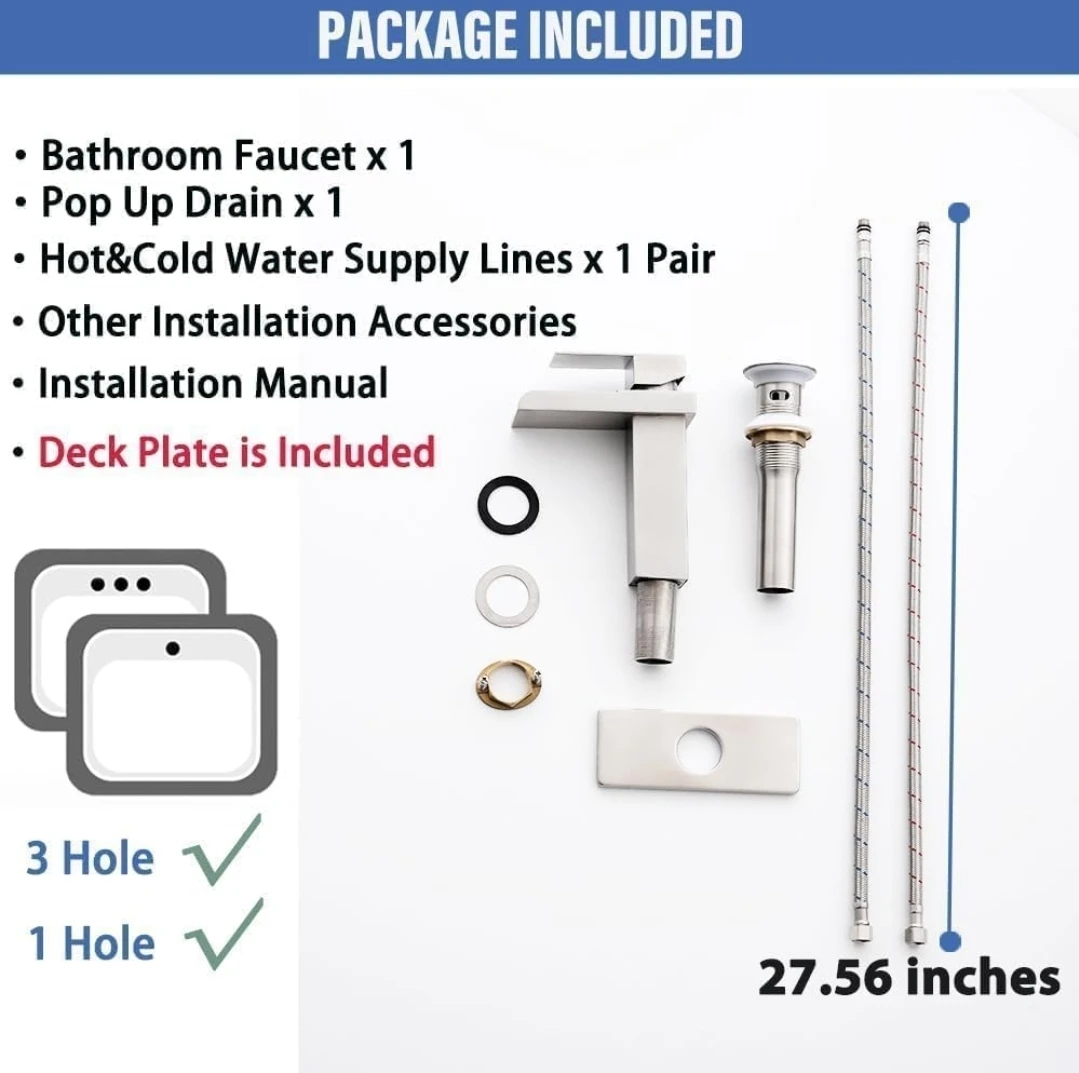 Bathroom Sink Faucet - Brushed Nickel Waterfall - photo 3