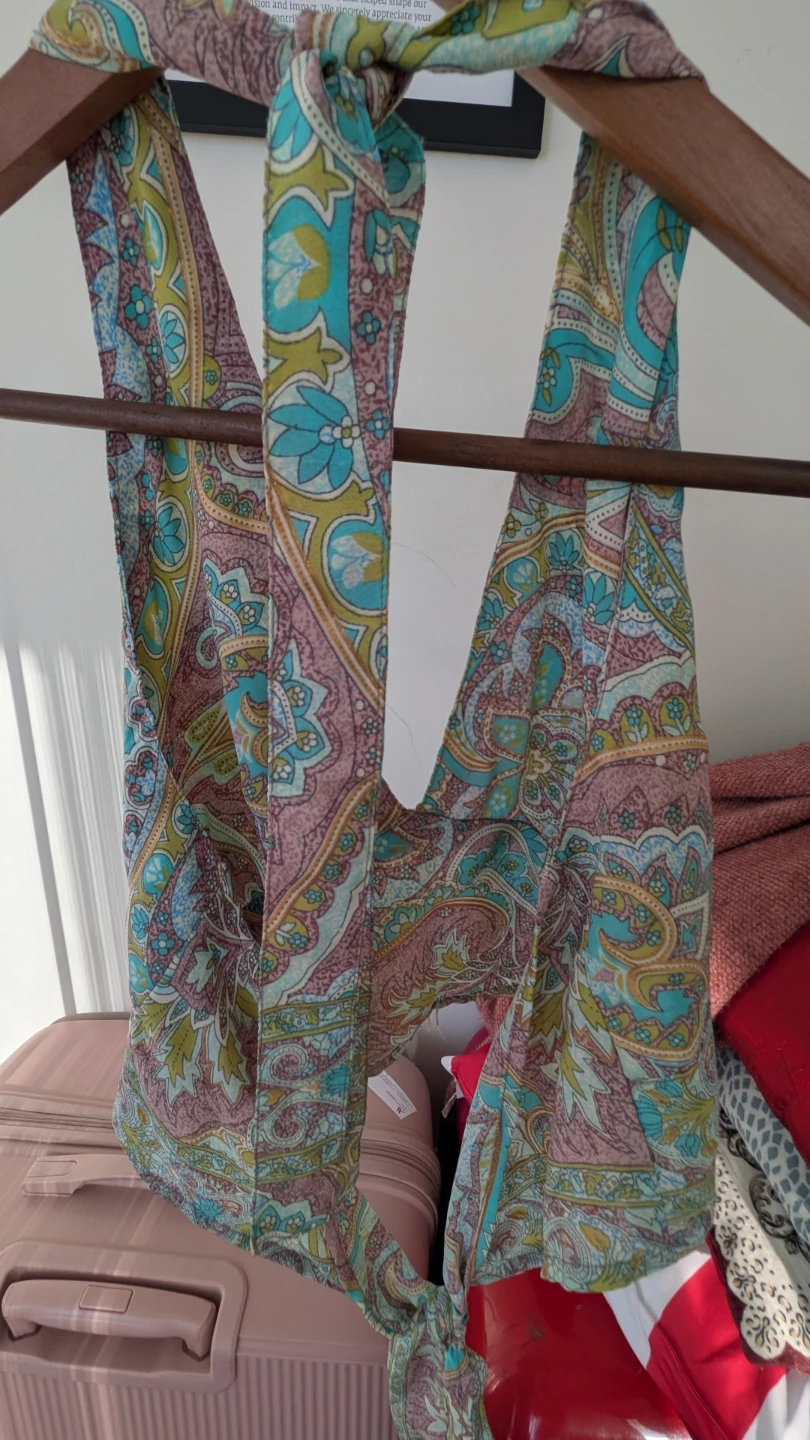 Halter Neck Tie Back Printed Top - photo 2