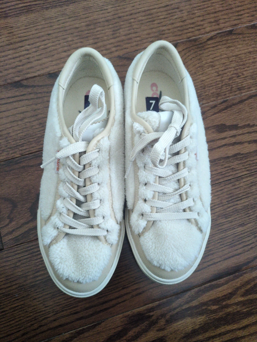 Coach Cream Teddy Sneakers Size 7