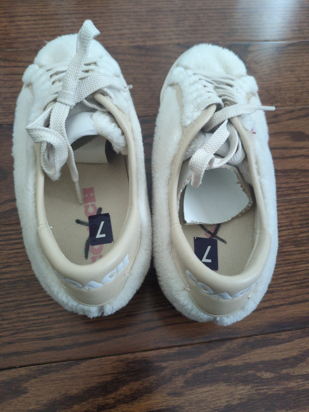 Coach Cream Teddy Sneakers Size 7 - photo 3