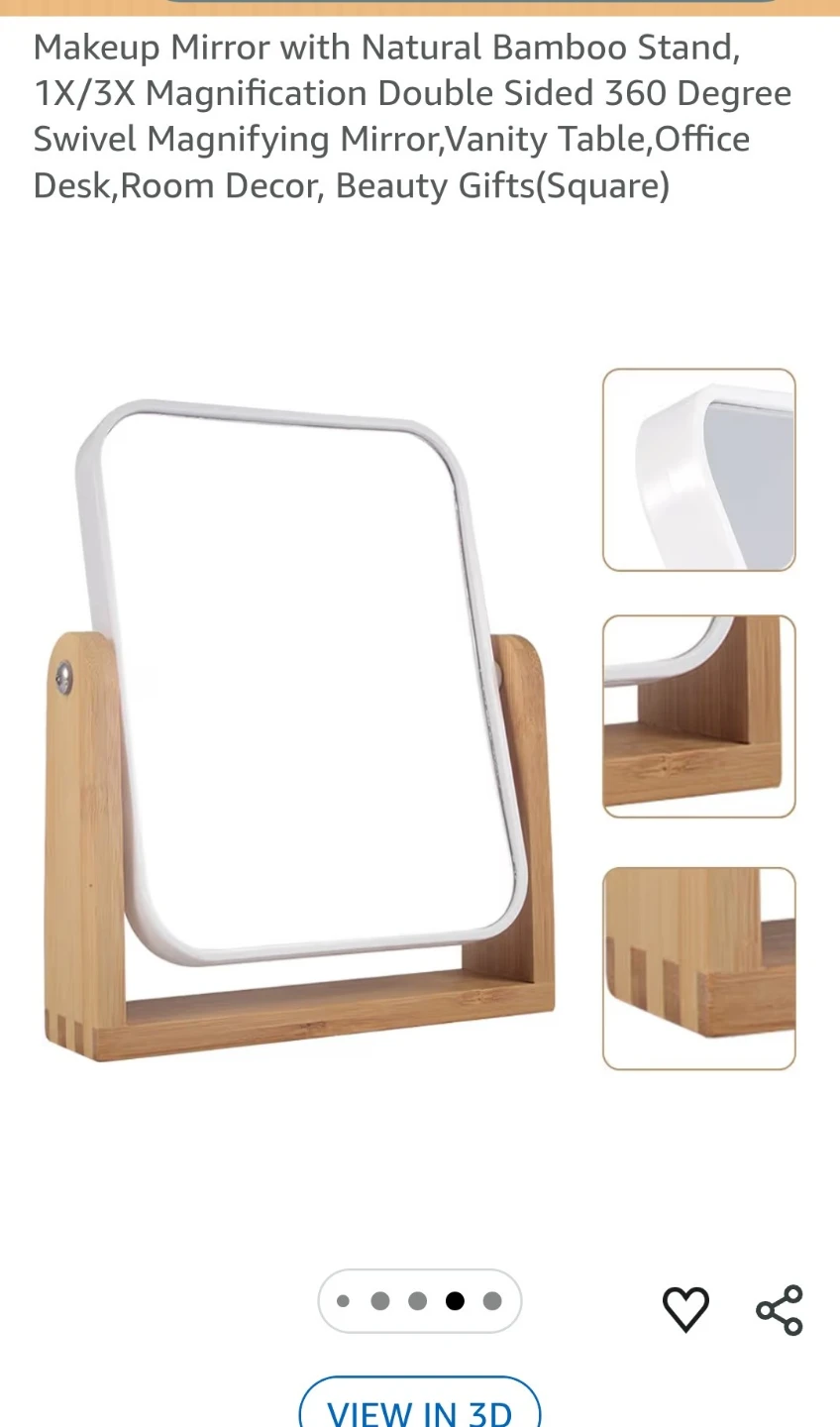 Makeup Mirror with Bamboo Stand