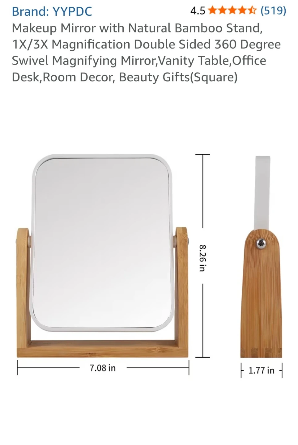 Makeup Mirror with Bamboo Stand - photo 3
