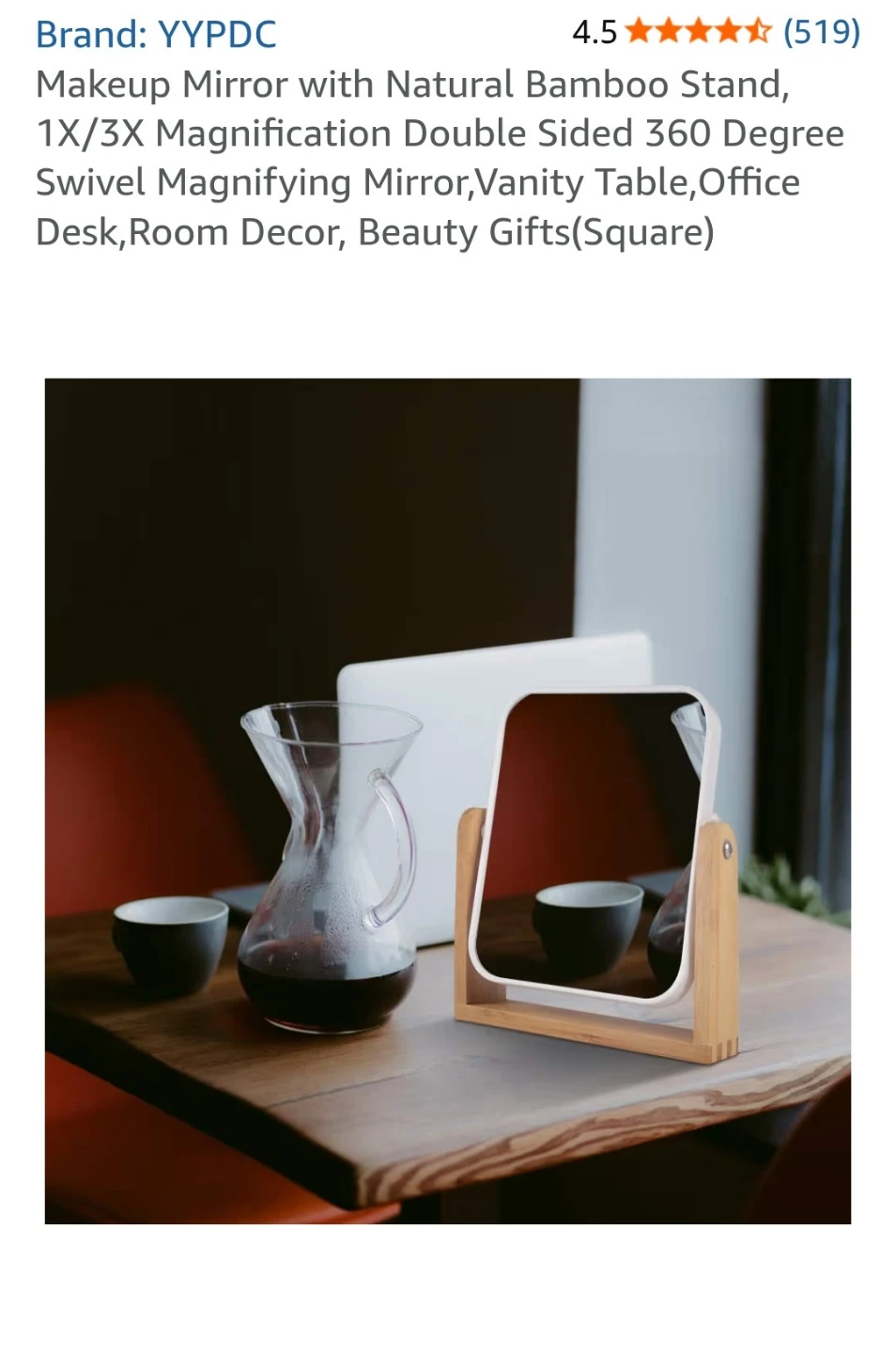 Makeup Mirror with Bamboo Stand - photo 4