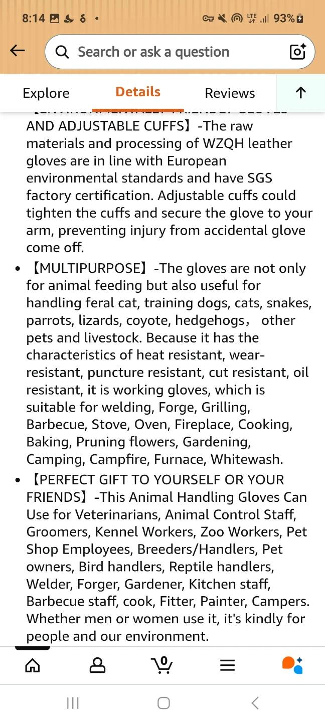 2 brand new 23.6" Leather Animal Handling Gloves - Black - photo 5