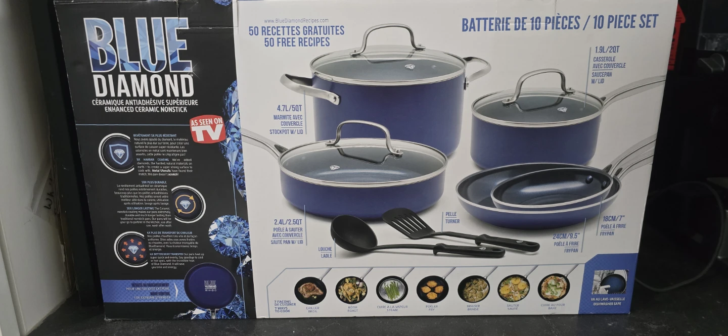 🧡 Blue Diamond 10-Piece Cookware Set - New - photo 2