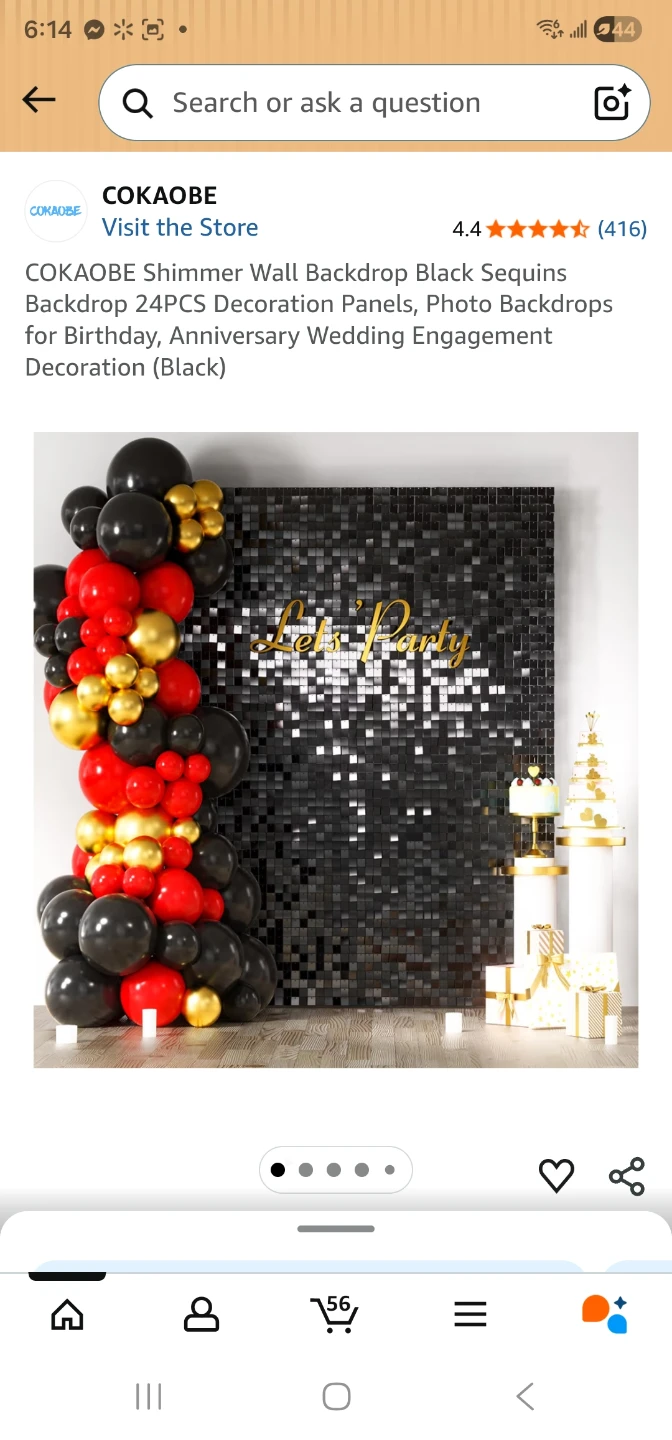 COKAOBE Shimmer Wall Backdrop Sequins Panels - Black