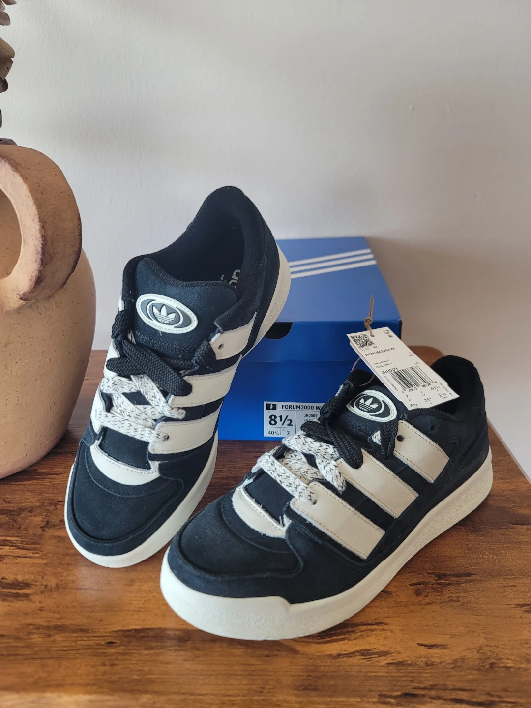 Women Adidas Forum 2000 Core Black Suade Sneaker Sz 8.5 New