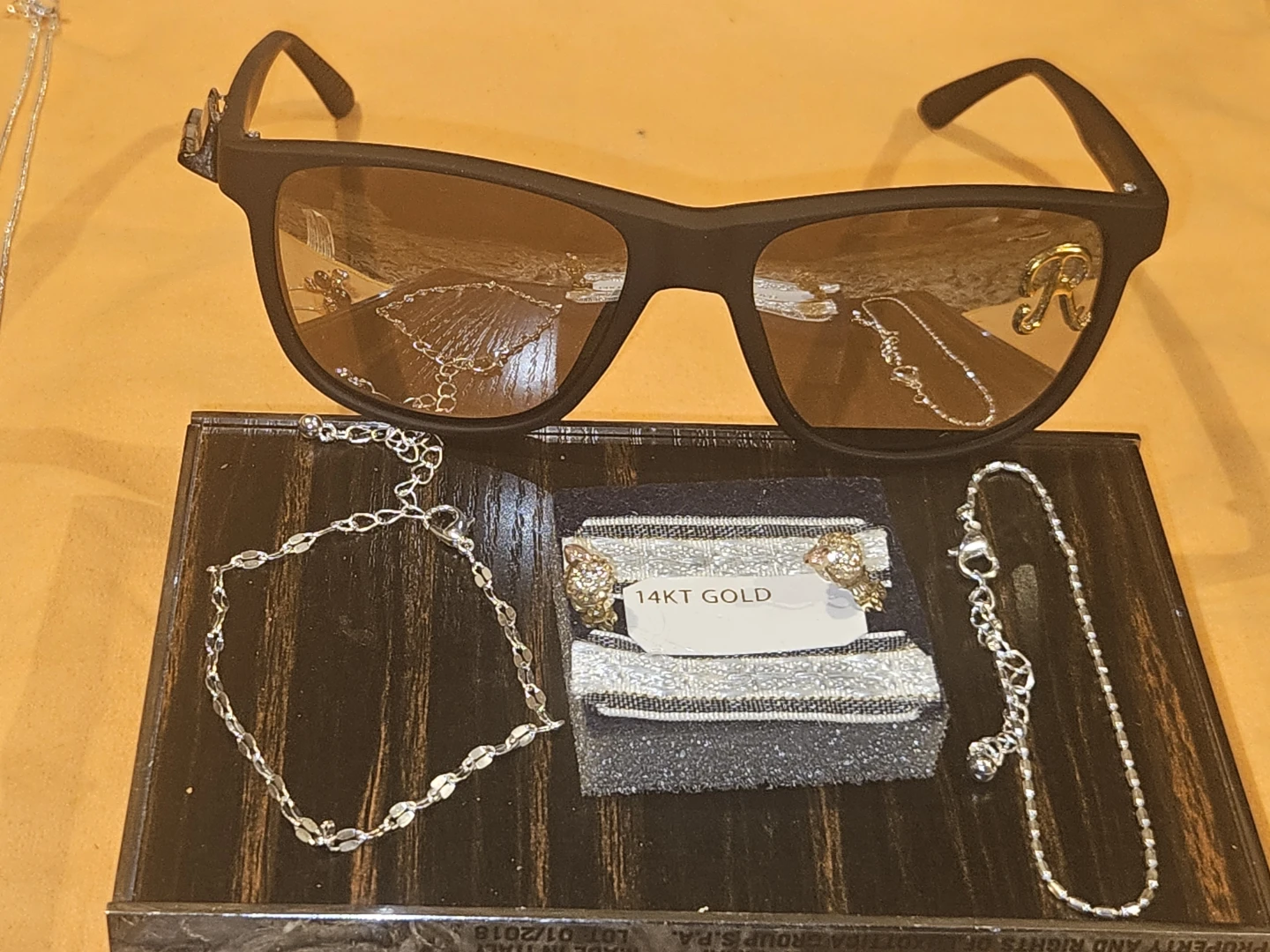 14KT Gold Earrings & Roots Polarized Sunglasses