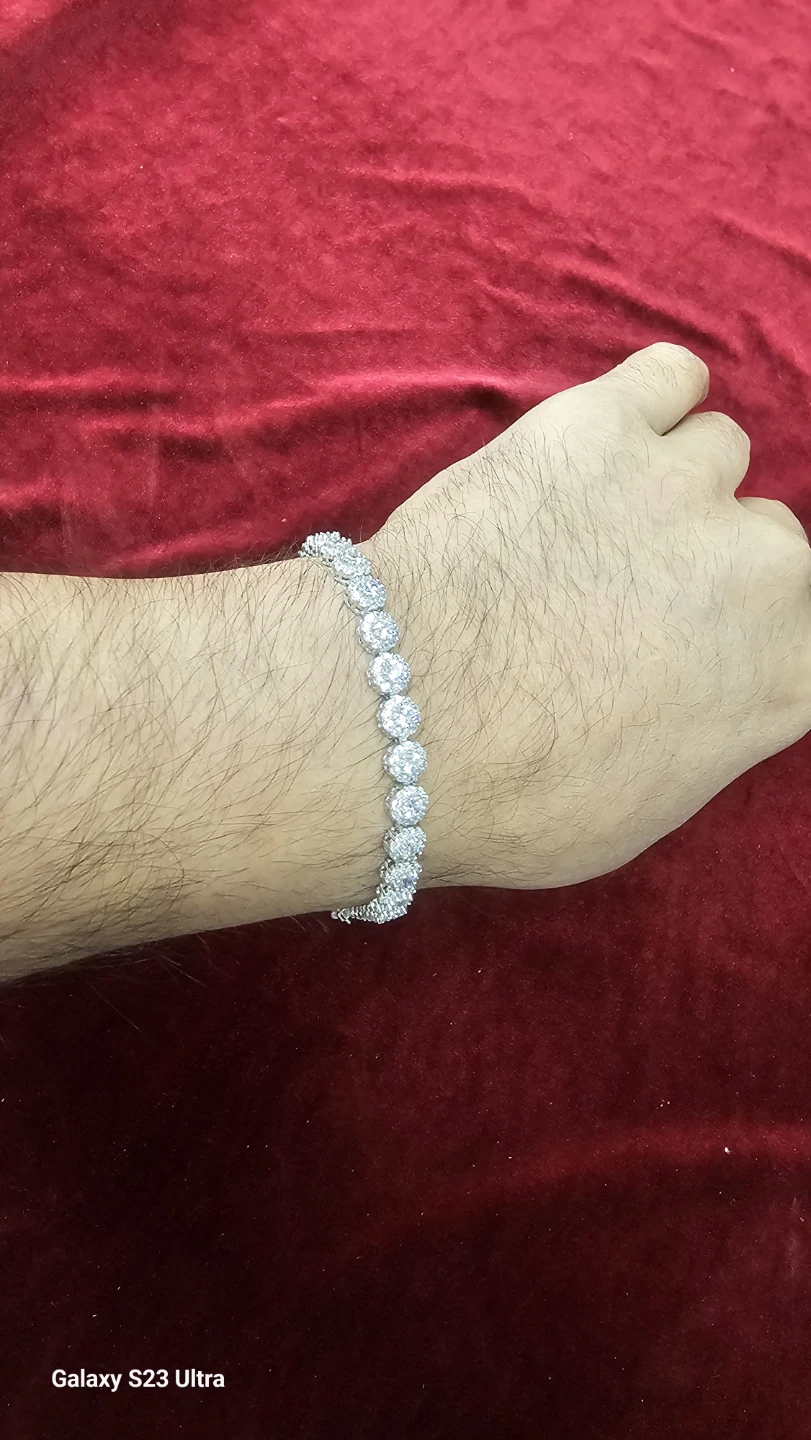 925 sterling silver bracelet with cubic zirconia zice 7" - photo 2