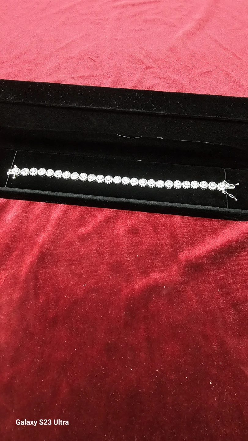 925 sterling silver bracelet with cubic zirconia zice 7" - photo 3
