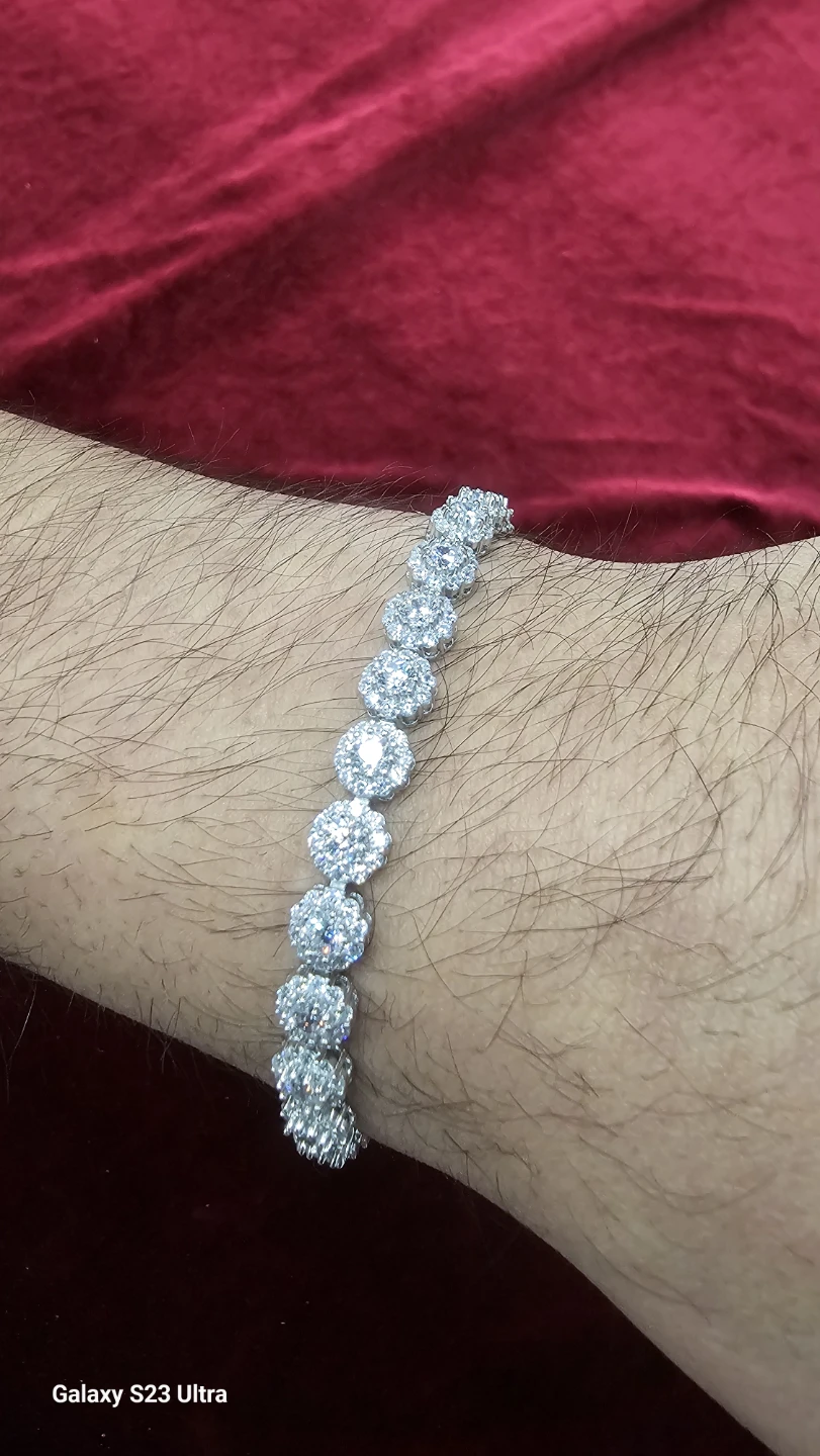925 sterling silver bracelet with cubic zirconia zice 7" - photo 4