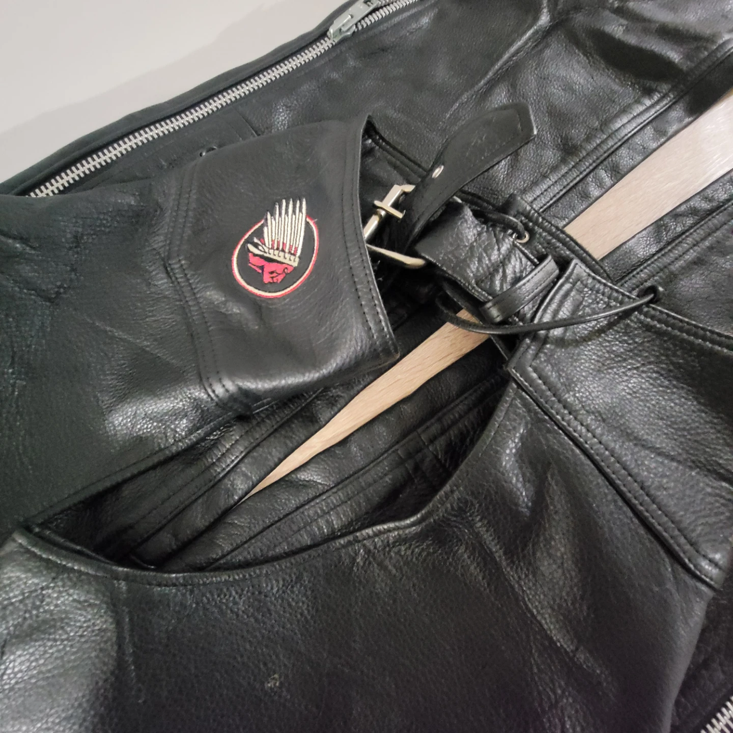 Black Leather Indian Motorcycle Chaps size smal