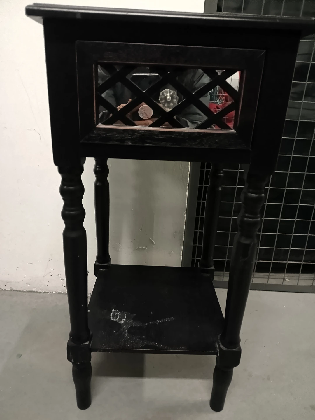 Black Wood End Table with Drawer