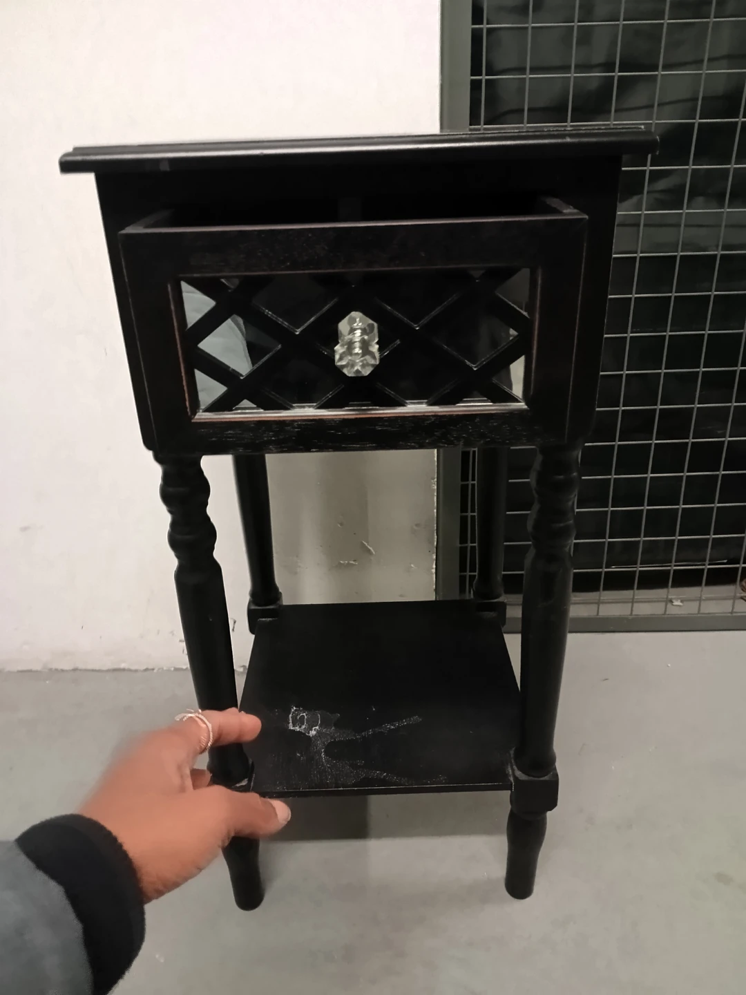 Black Wood End Table with Drawer - photo 3