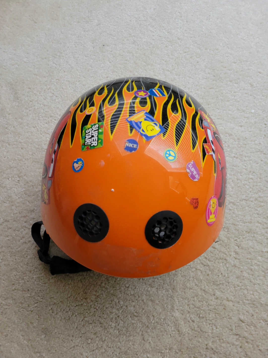 Kids' Orange Helmet with Flame Design