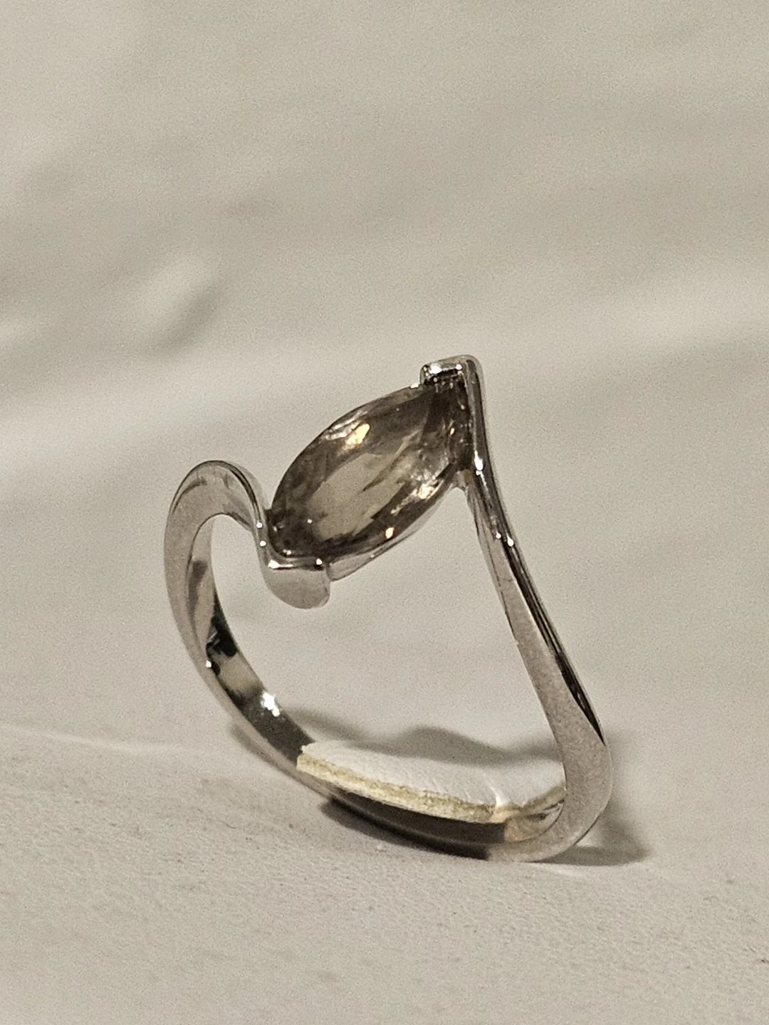 Silver Marquise Cut Gemstone Ring Smoky Quartz - photo 2