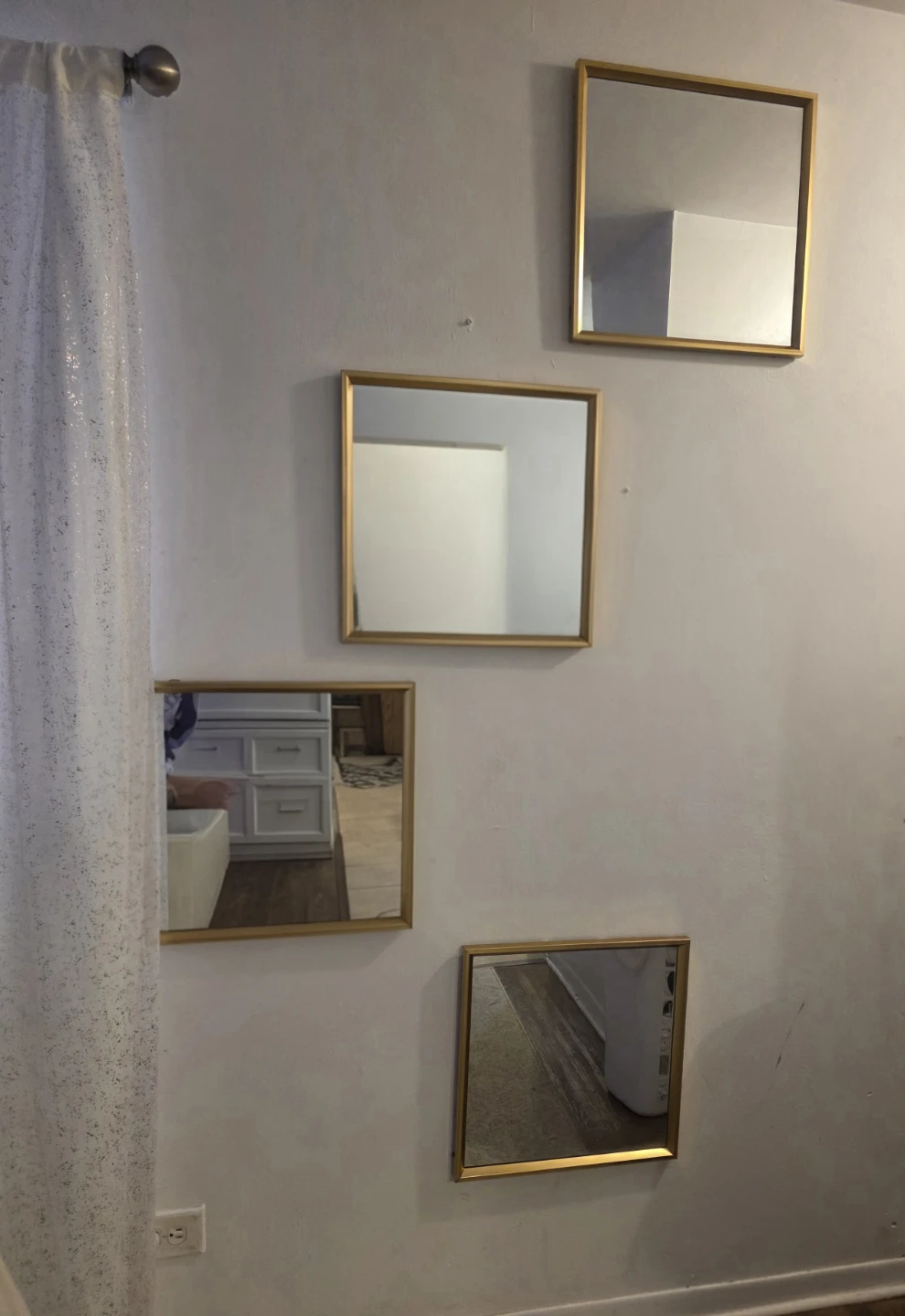 Set of 4 Gold Framed Square Mirrors