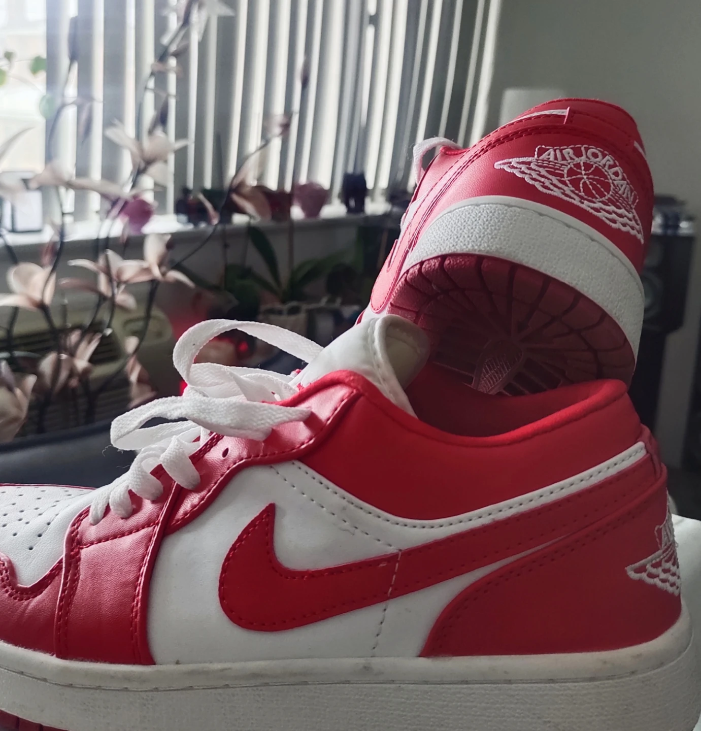 Air Jordan 1 Low Red and White Sneakers - photo 2