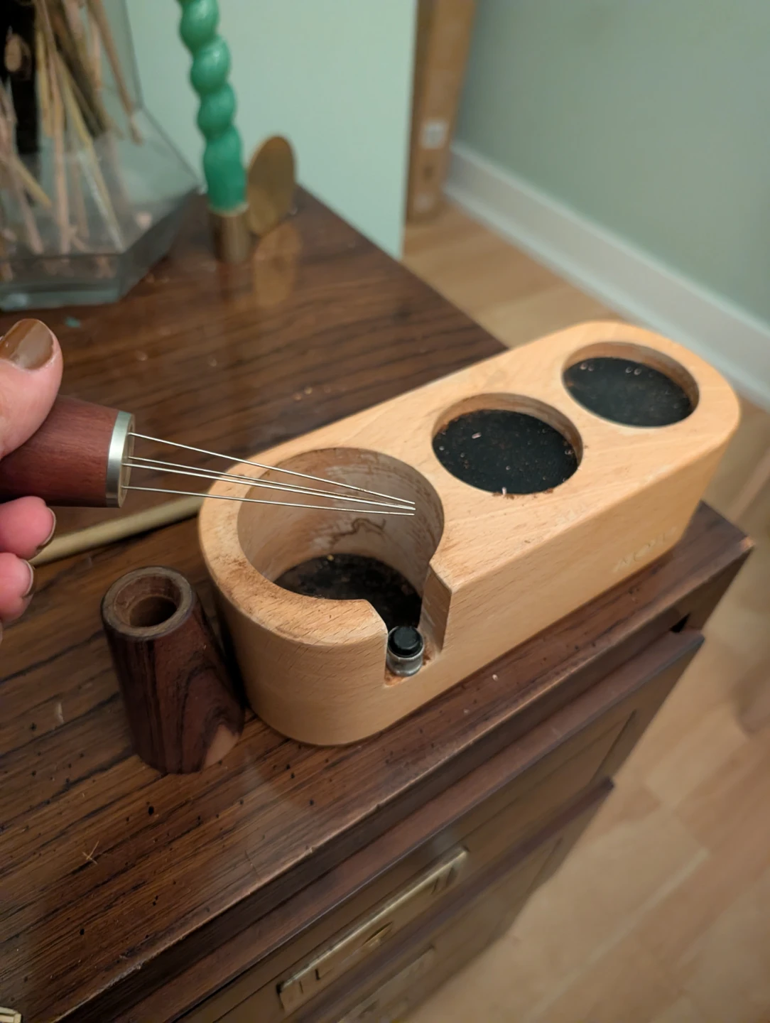 MOW Wood Espresso Knock Box & Tamper Holder Set