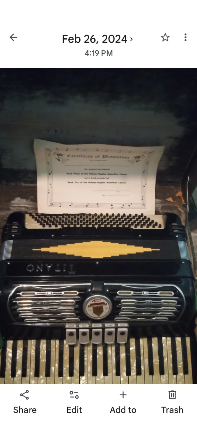 Titano Accordion five register accordion excellent condition