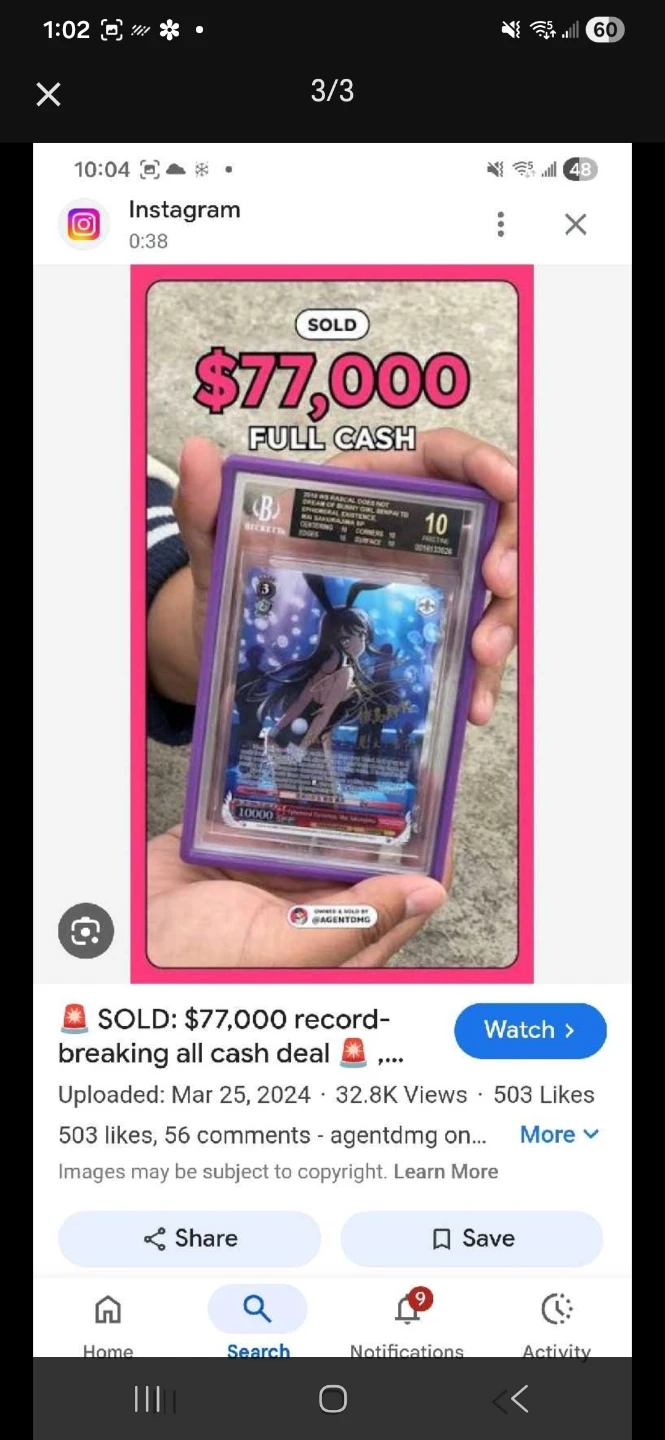 Bunny Girl Senpai Weiss Schwarz Trading Card - photo 3