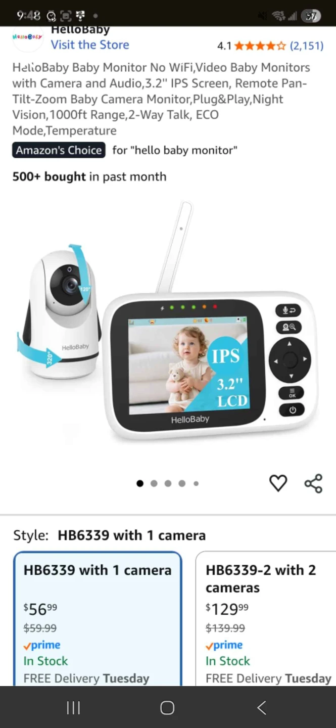 HelloBaby Video Baby Monitor with Camera