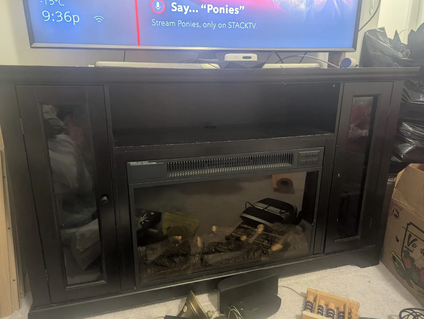 Black Electric Fireplace Media Console - photo 3