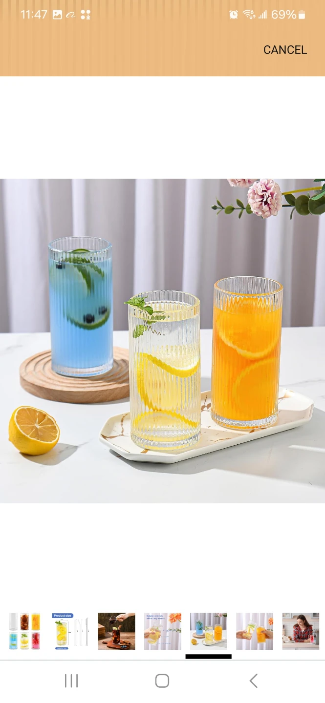 Glass Drinking Glasses Set with Straws - photo 3