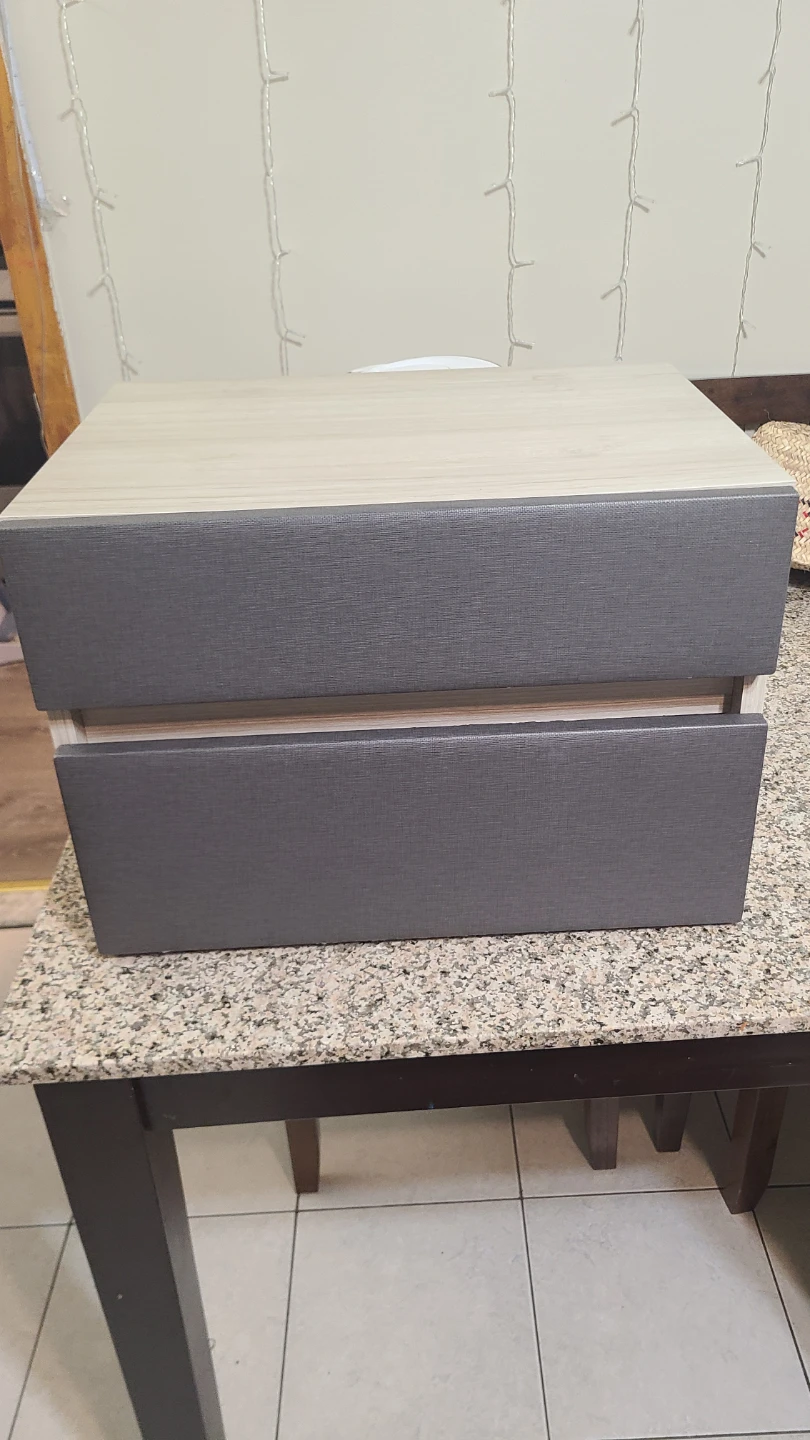 2-Drawer Nightstand - Gray & Beige