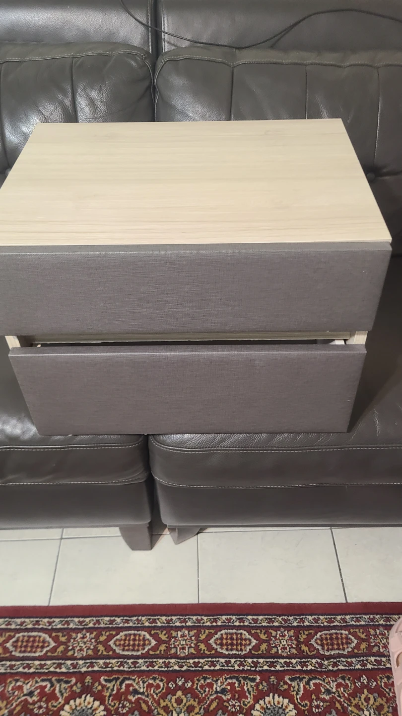 2-Drawer Nightstand - Gray & Beige - photo 3