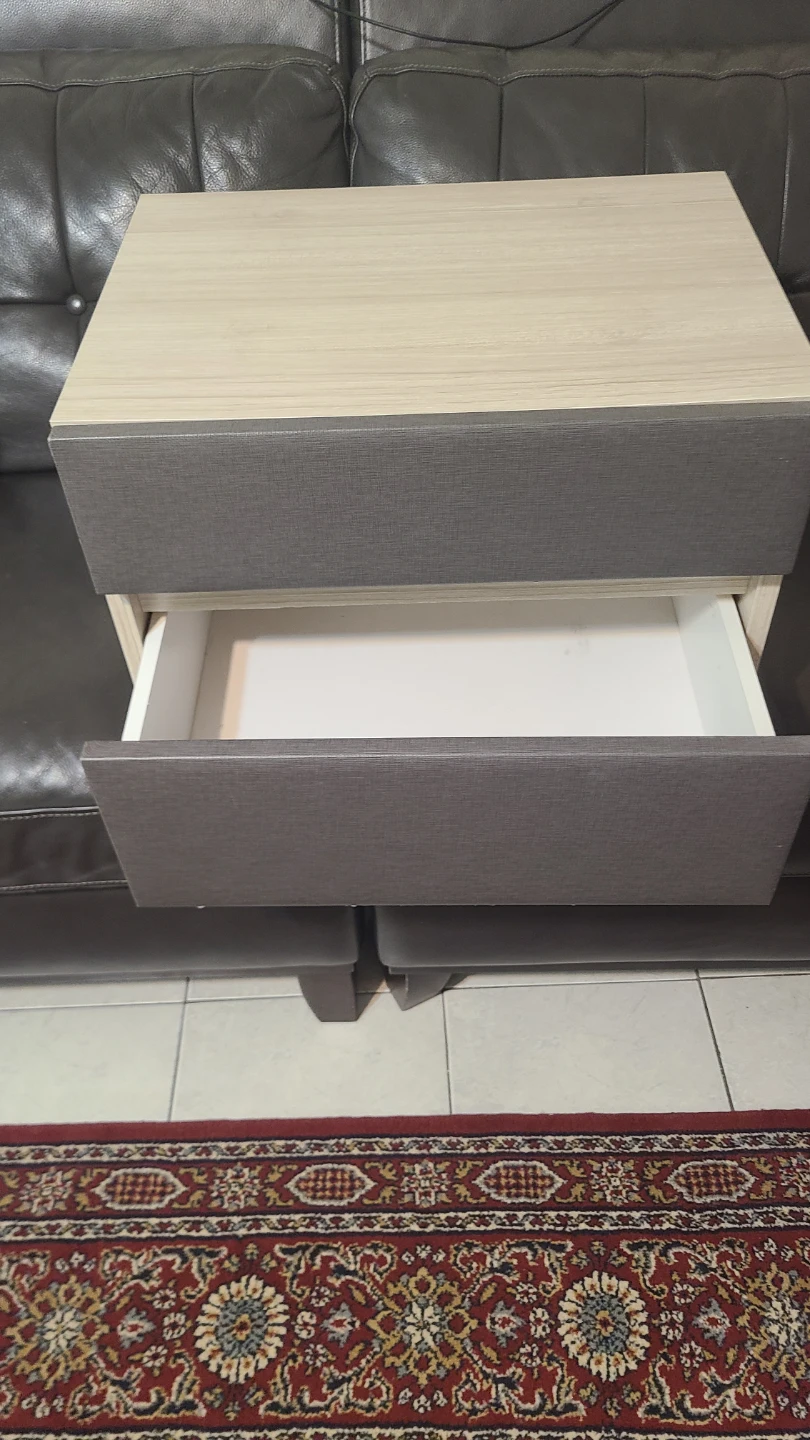 2-Drawer Nightstand - Gray & Beige - photo 4
