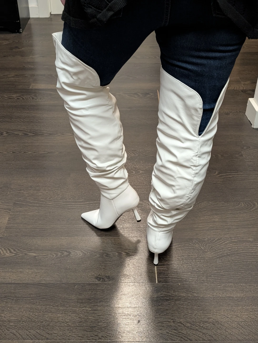 White Thigh High, stiletto heel - Size 7 Wide Calf - photo 5