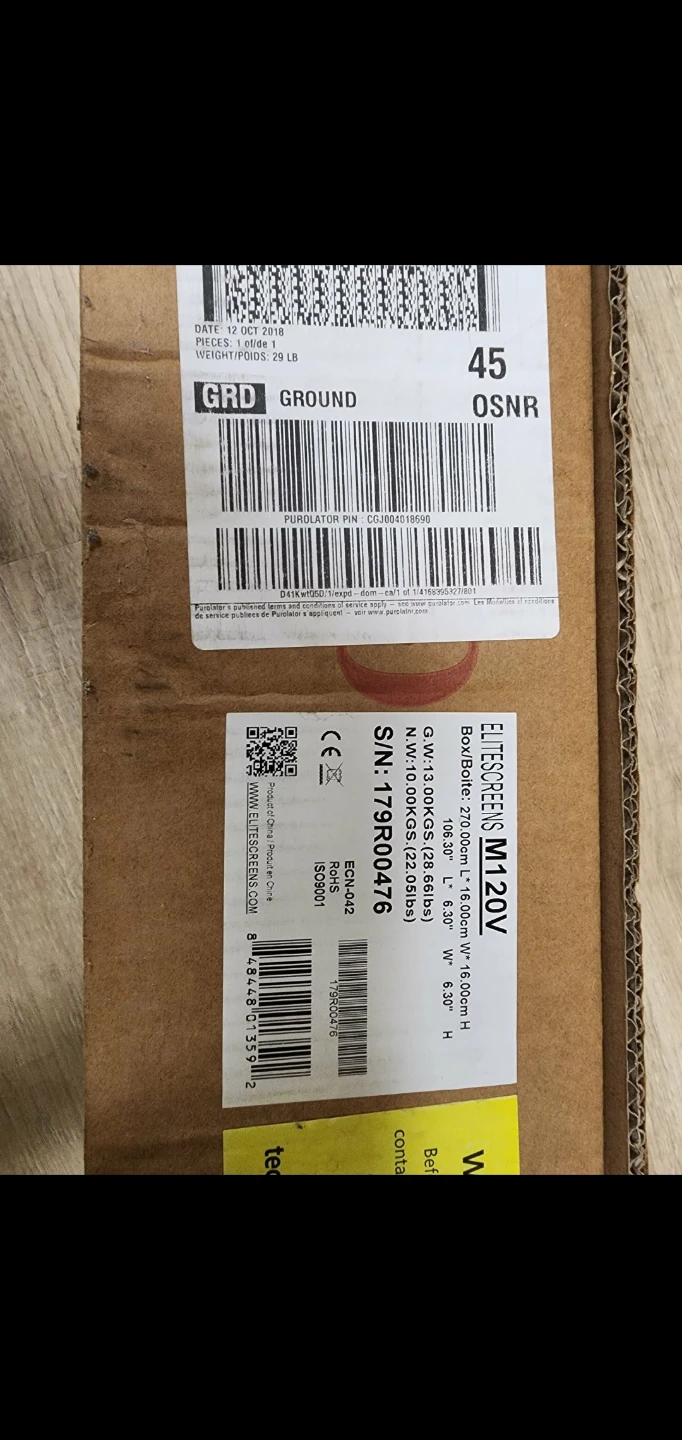 Elite Screens M120V Projection Screen - New in Box! - photo 2