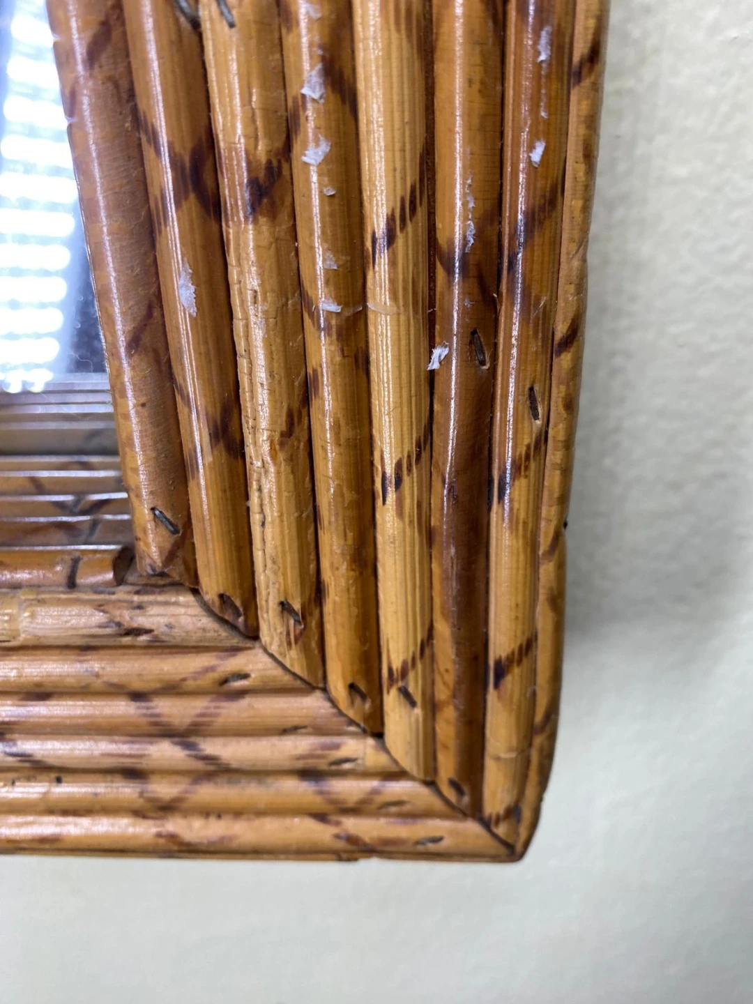 Vintage Rattan Framed Wall Mirror - photo 4