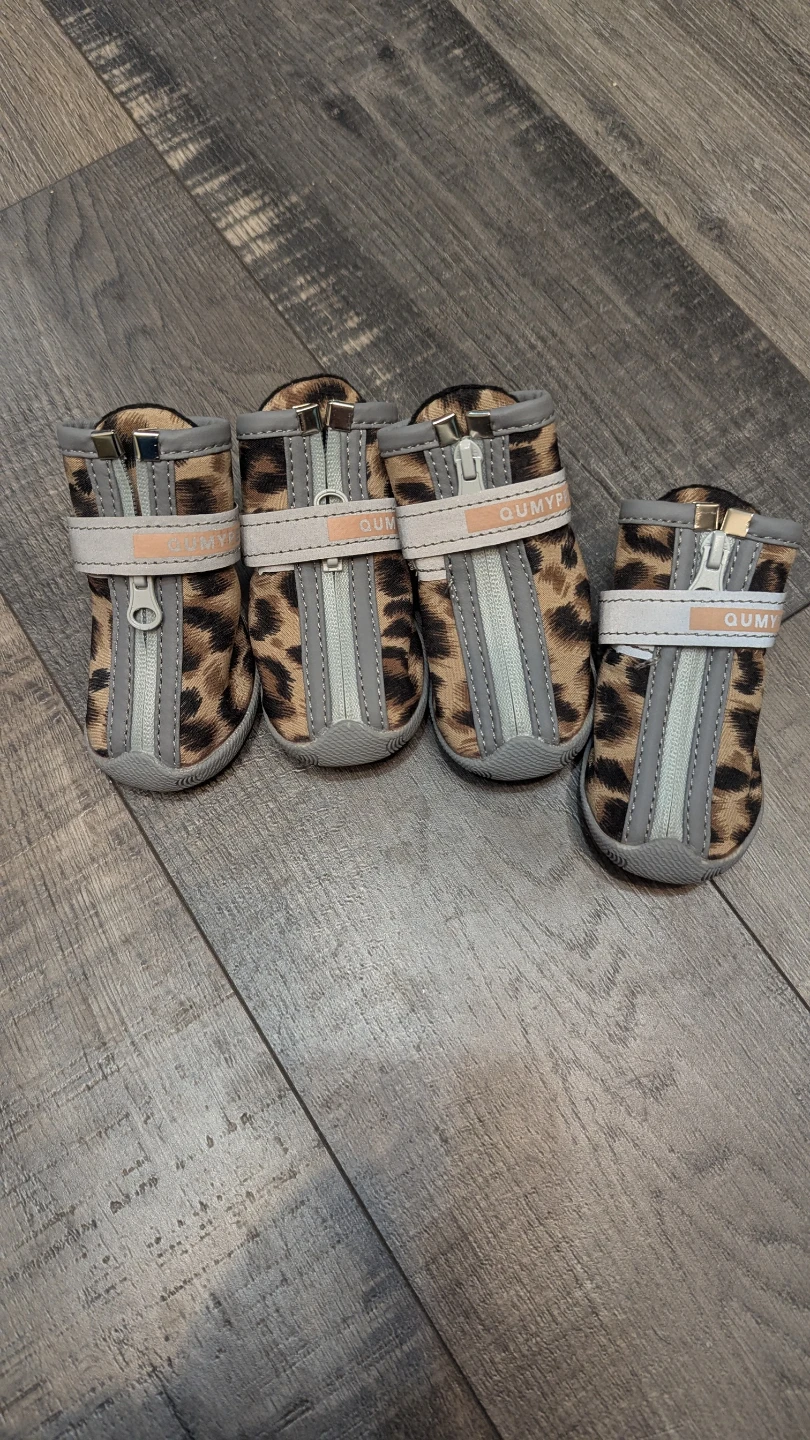 QUMY Dog Boots Size 4 Leopard Print
