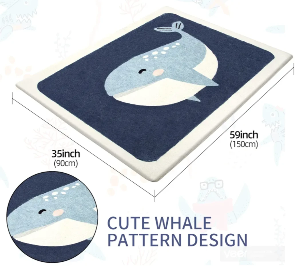 Whale Pattern Kids Rug - 35" x 59" - photo 2