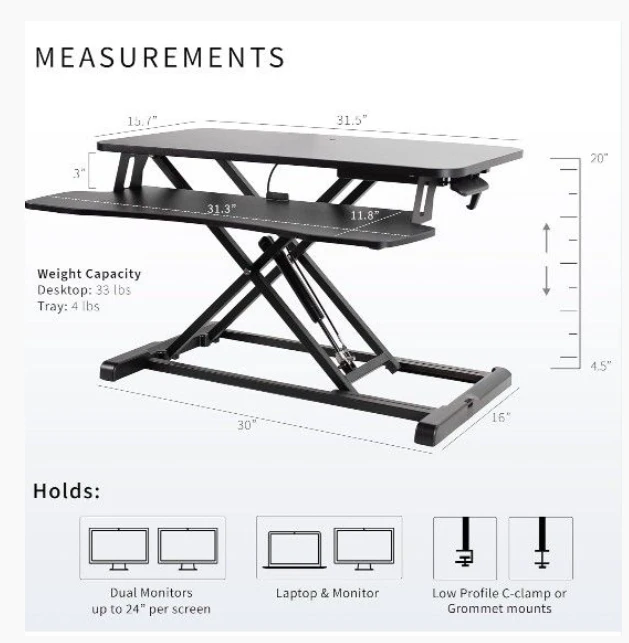 Vivo Height Adjustable Computer Desk Converter - photo 3
