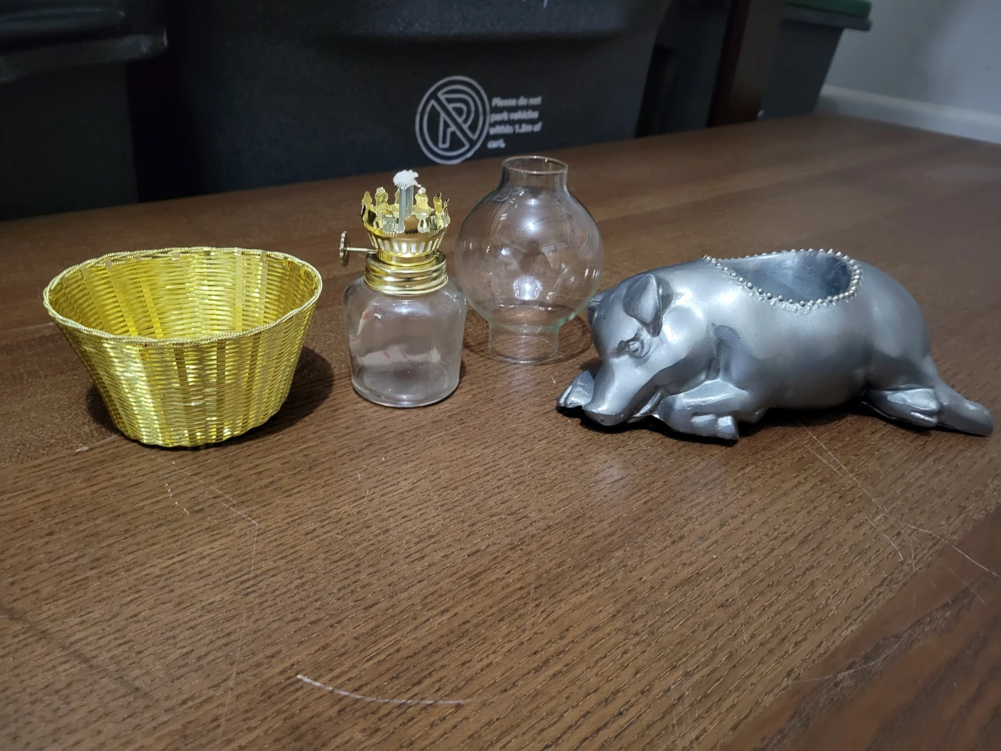 Unique Decorative Oil Lamp with Pig Holder and Wicker Shade - photo 3
