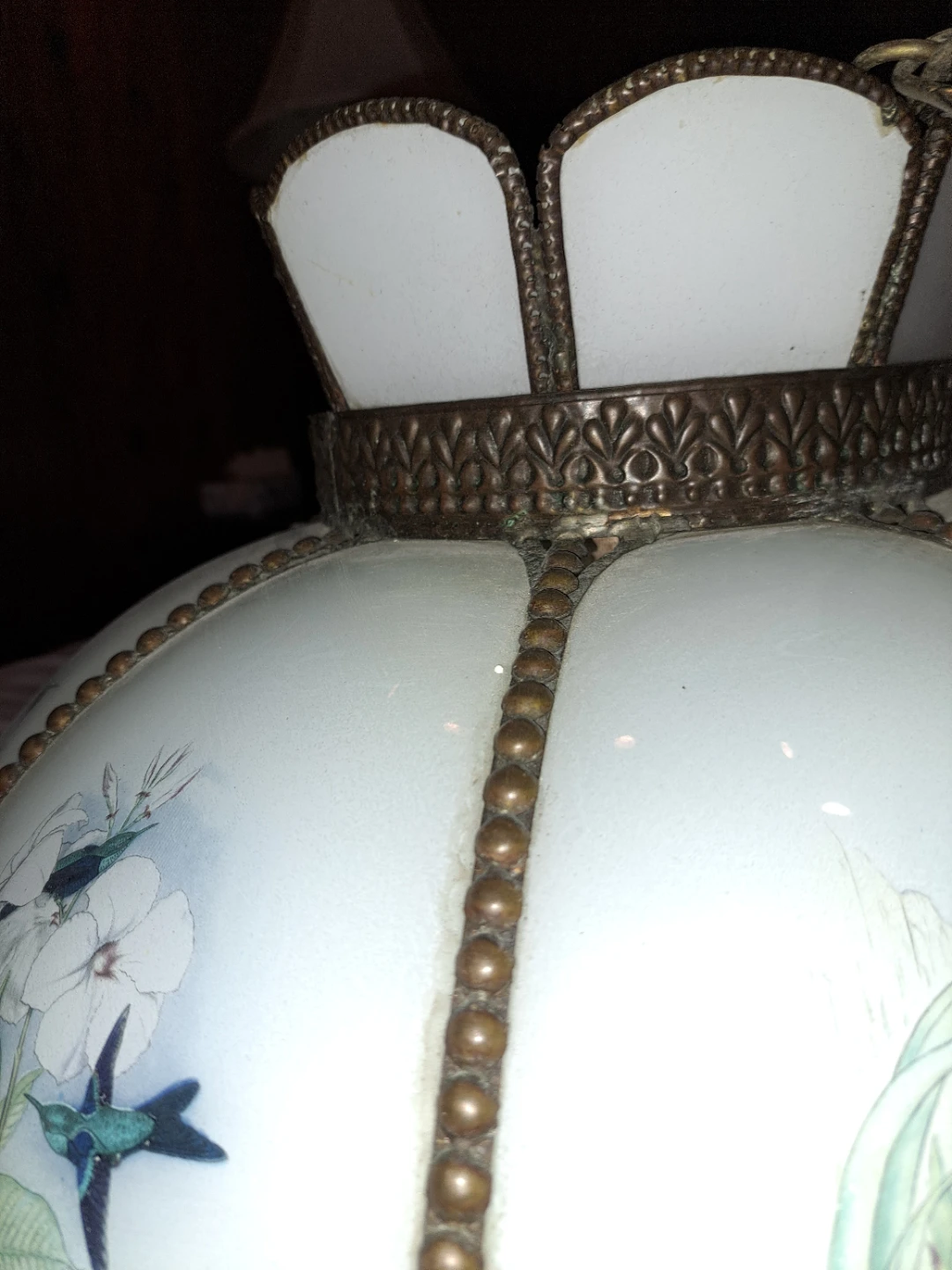 Vintage Floral Hummingbird ceiling fixture - photo 3
