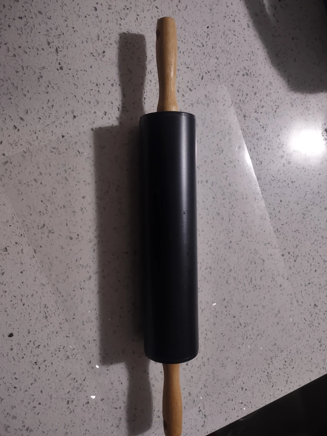 Black Rolling Pin with Wooden Handles