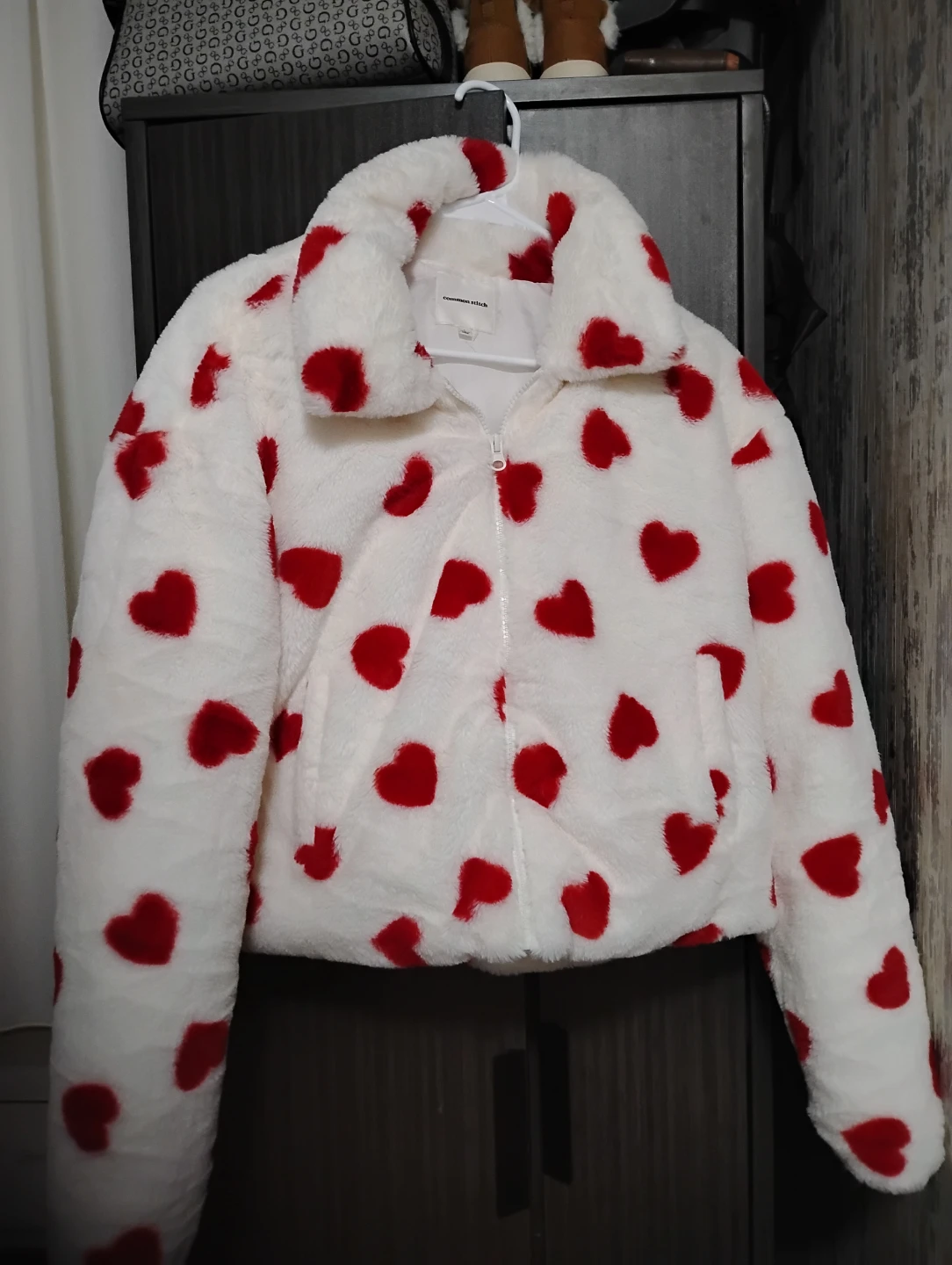 Common Stitch Heart Print Fleece Jacket - photo 2