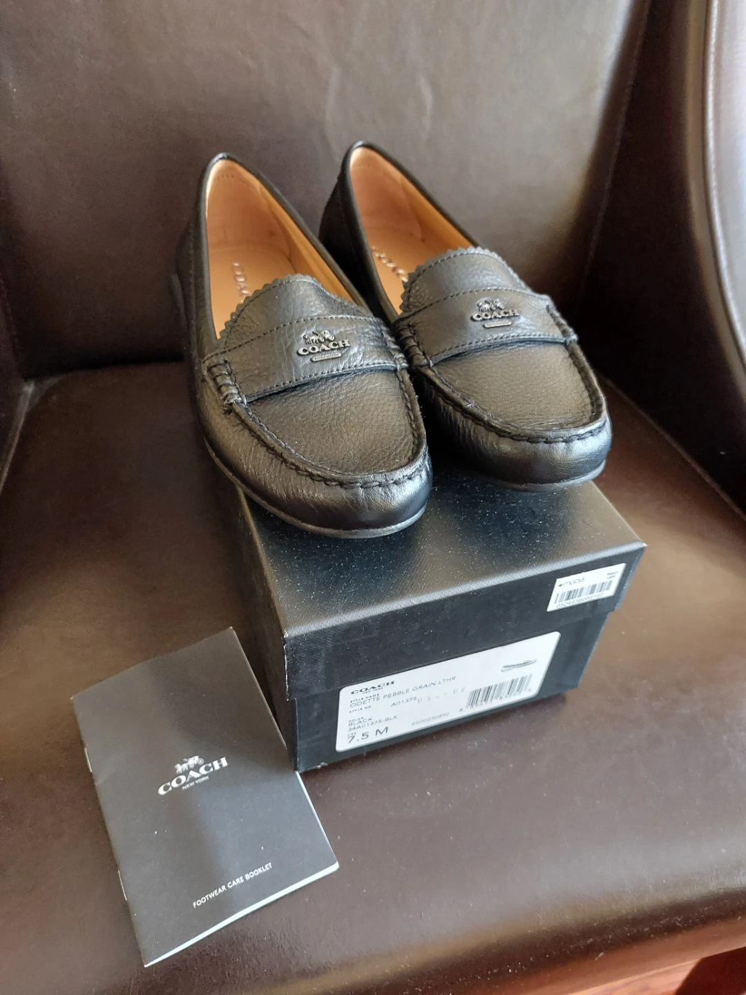 Coach Odette Pebble Grain Leather Loafers - Black - 7.5M