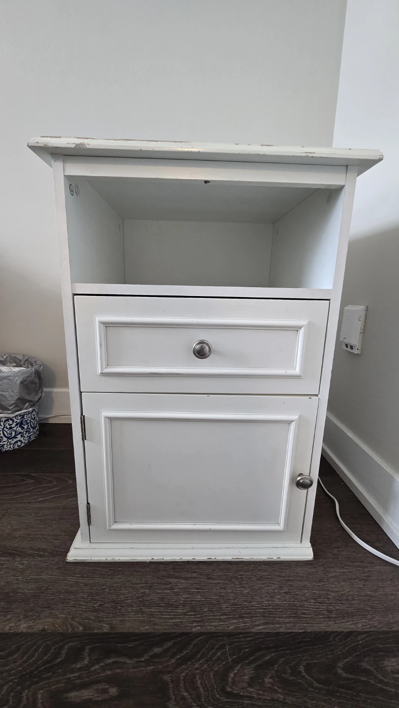 White Bedside Table with Drawer