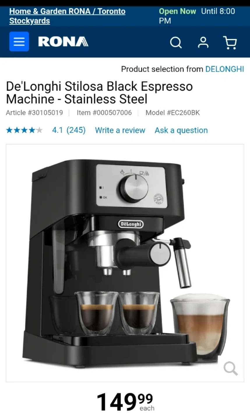 De'Longhi Stilosa Black Espresso Machine  & Free  🎁 Air fryer