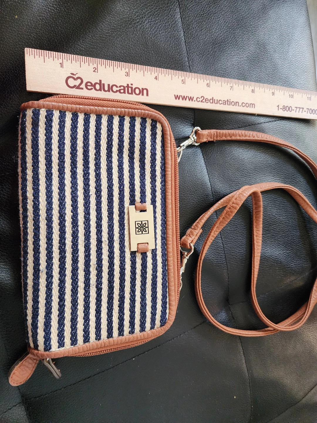 Anne Klein Brown & Blue Striped Crossbody Walle - photo 2