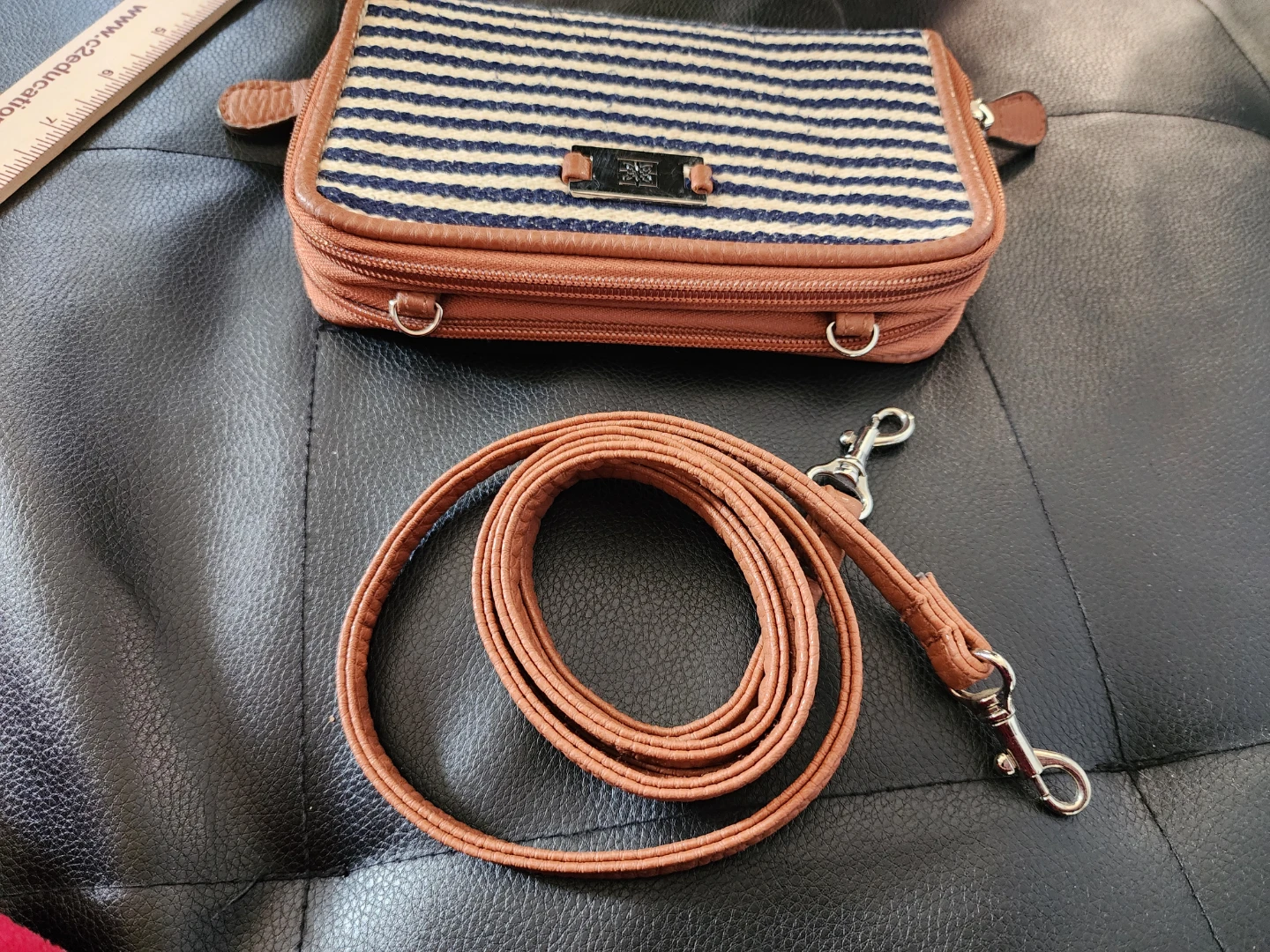 Anne Klein Brown & Blue Striped Crossbody Walle - photo 5