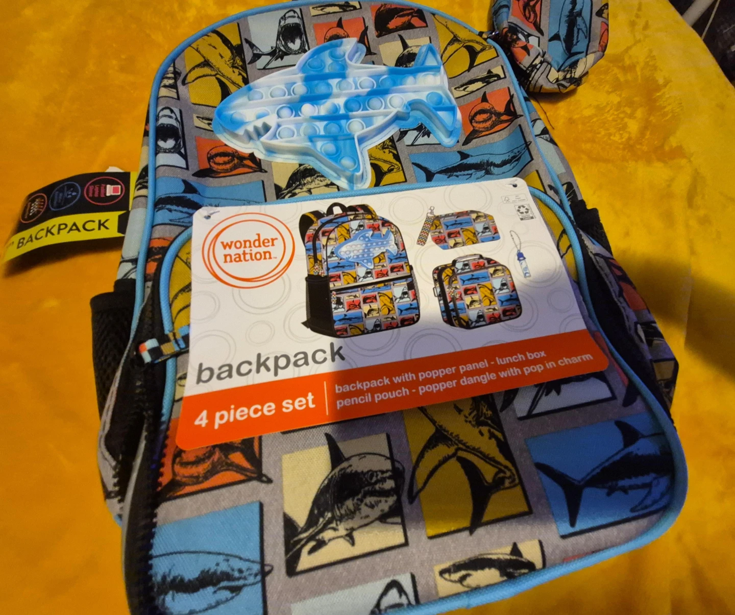 Wonder Nation 4-Piece Shark Backpack Set - New - photo 3