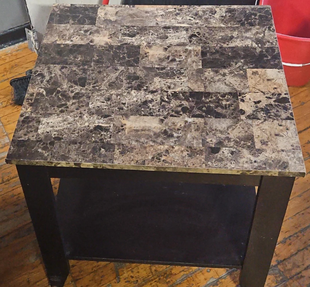 Brown Marble Top Side Table