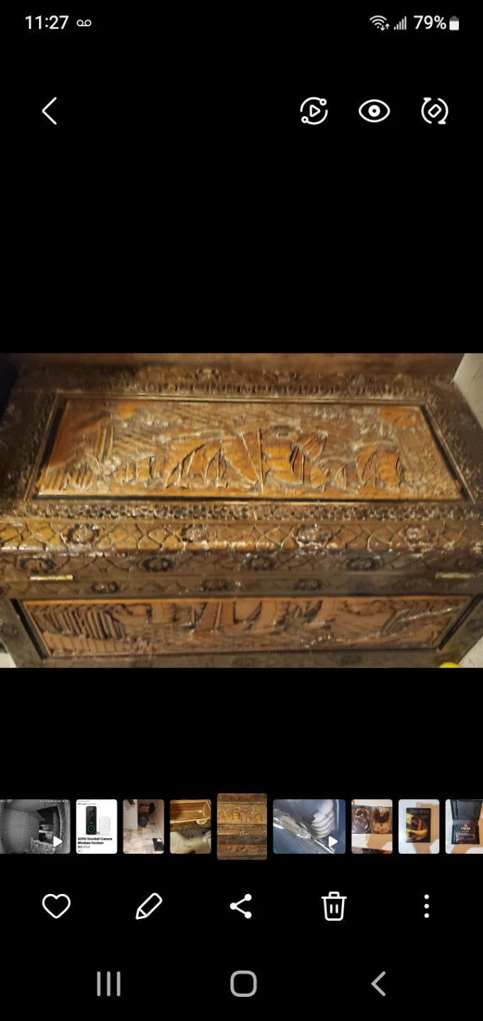 Antique Carved Wooden Treasure Chest Box